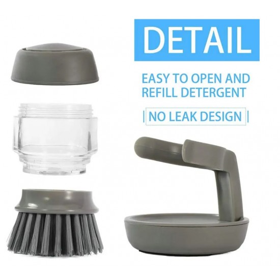 Krtača za posodo iBEST z vgrajenim dozirnikom za milo in stojalom