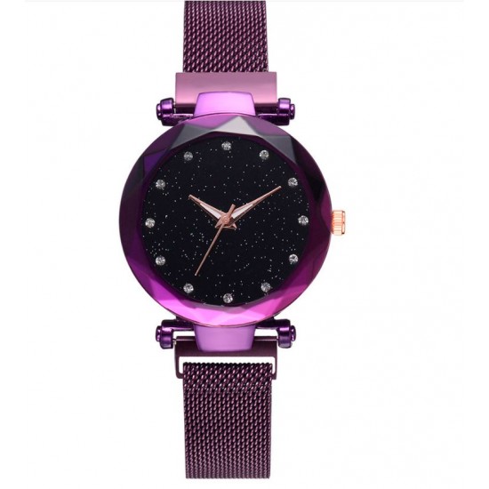 Ženska ura Starry kolekcija – črna in vijolična ročna ura s trikotno številčnico